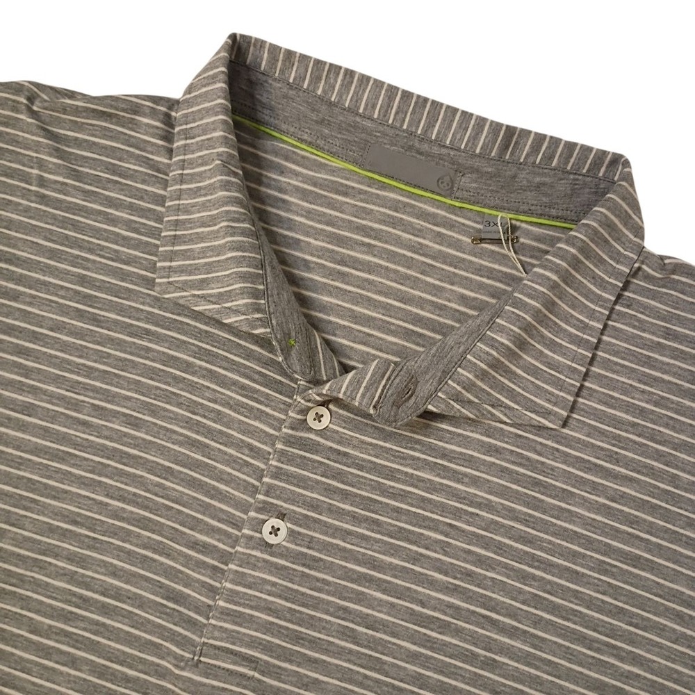 tasc Performance‎ Polo Shirt Mens 3XL Gray White Striped Lightweight Stretch